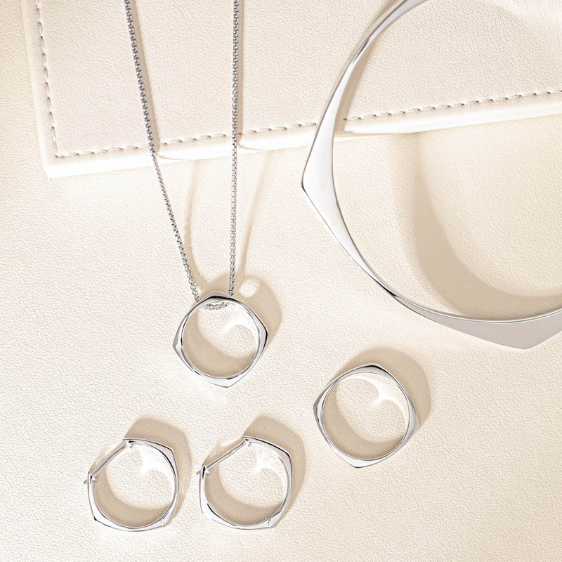 Sterling Silver Eos Hoop Earrings-Earrings-Walker & Hall