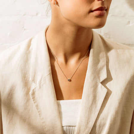 Sterling Silver Noted Heart Necklace (Pendant + Chain) - Necklace - Walker & Hall