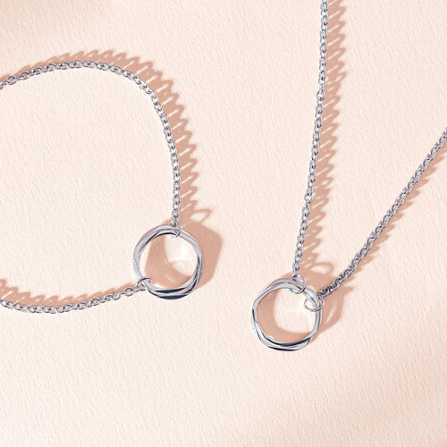 Sterling Silver Entwined Bracelet and Necklace