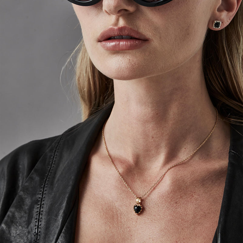 Stolen Girlfriends Club Mini Love Claw Necklace - Gold Plated & Onyx-Necklace-Walker & Hall
