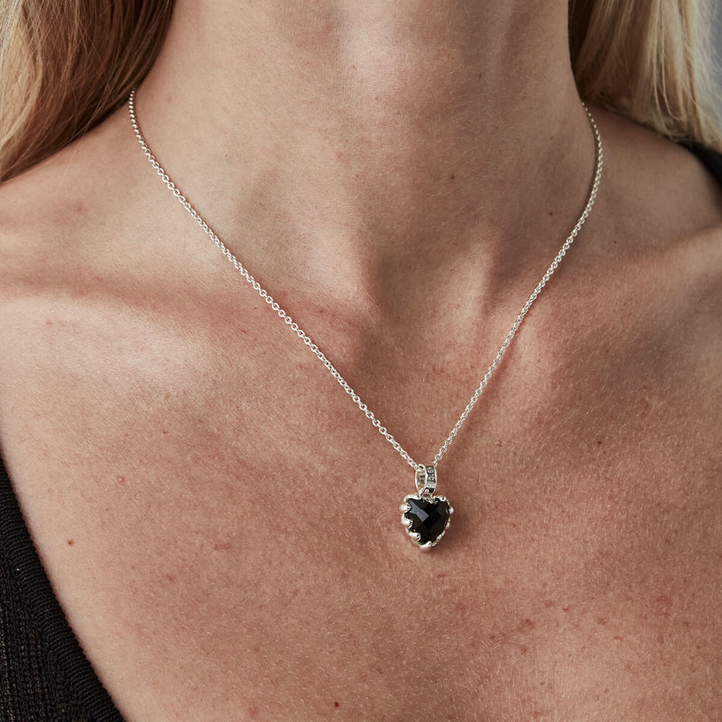 Stolen Girlfriends Club Mini Love Claw Necklace - Silver & Onyx-Necklace-Walker & Hall