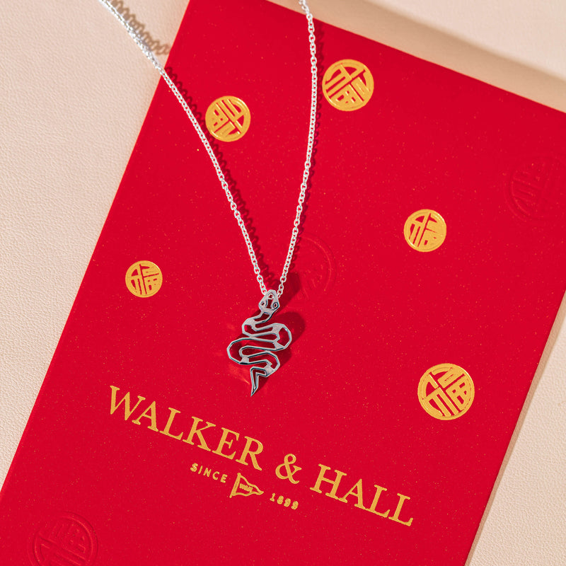 Sterling Silver Year Of The Snake Pendant-Necklace-Walker & Hall