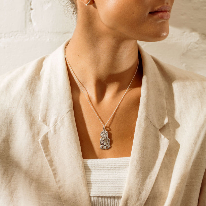 Sterling Silver Hei Tiki Pendant - Necklace - Walker & Hall