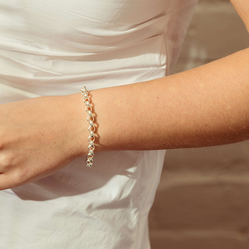 Sterling Silver Round Belcher Bracelet With Bolt Clasp-Bracelet-Walker & Hall