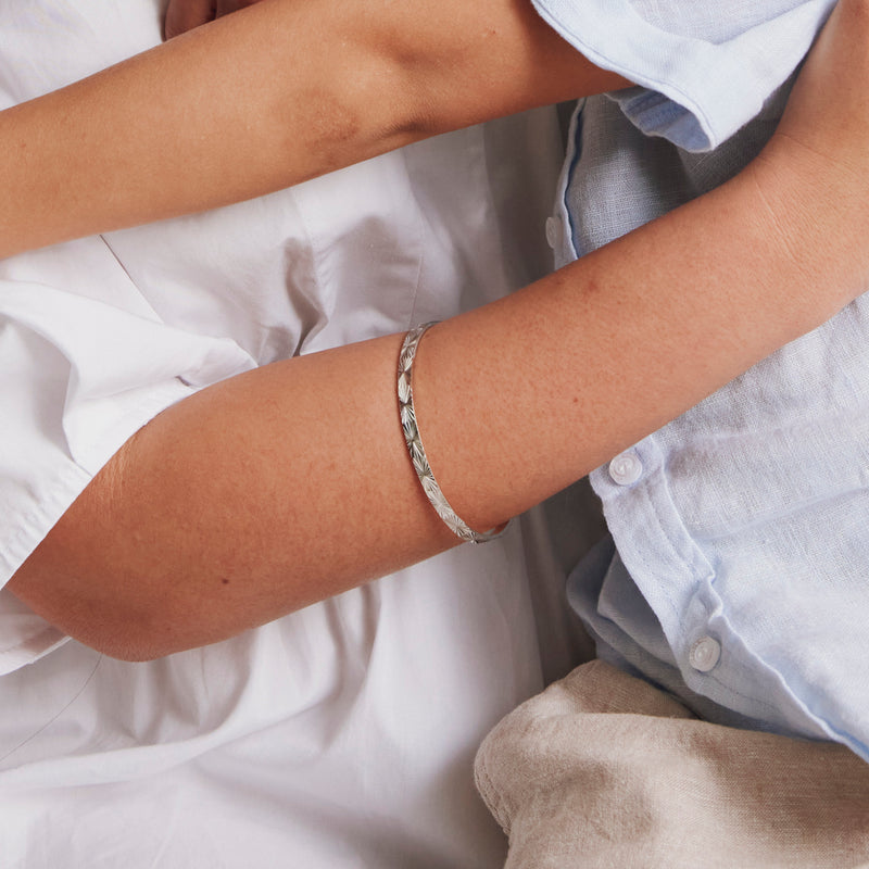 Sterling Silver Reflections Bangle-Bracelet-Walker & Hall
