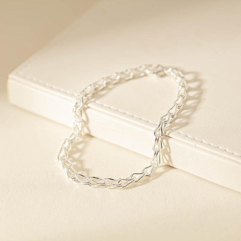 Sterling Silver Wishbone Bracelet-Bracelet-Walker & Hall