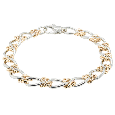 9ct Yellow Gold & Sterling Silver Celtic Weave and Oval Curb Bracelet-Bracelet-Walker & Hall