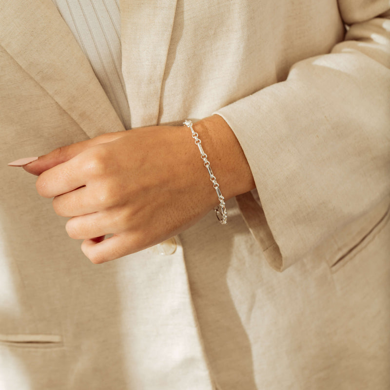 Sterling Silver Belcher Figaro Bracelet-Bracelet-Walker & Hall