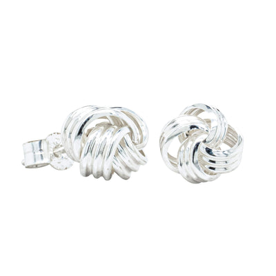 Sterling Silver Knot Stud Earrings-Earrings-Walker & Hall