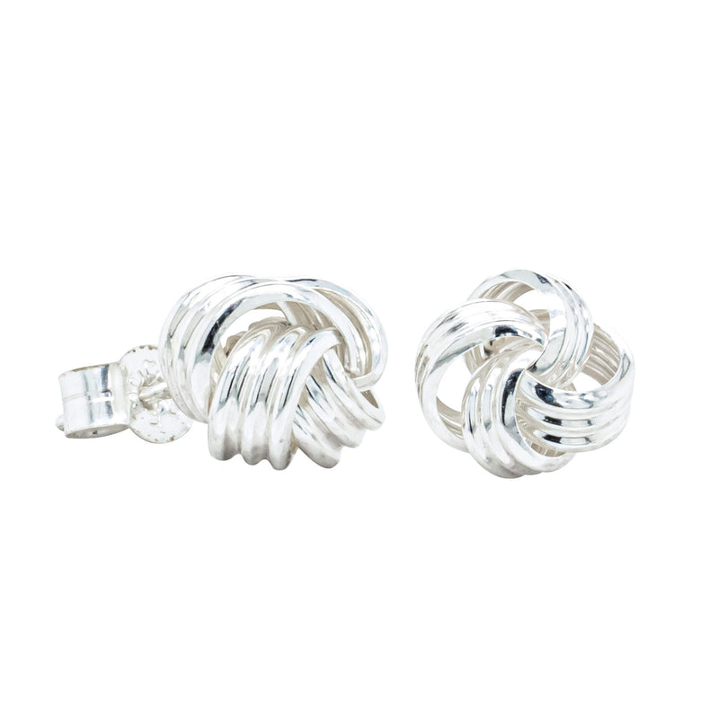 Sterling Silver Knot Stud Earrings-Earrings-Walker & Hall