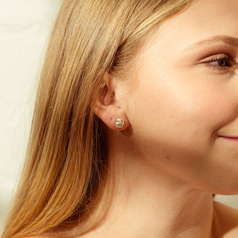 Sterling Silver Knot Stud Earrings-Earrings-Walker & Hall