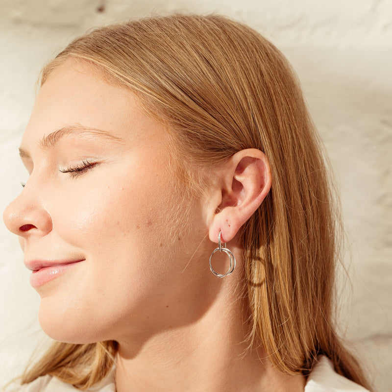 Sterling Silver Entwined Hook Earrings-Earrings-Walker & Hall