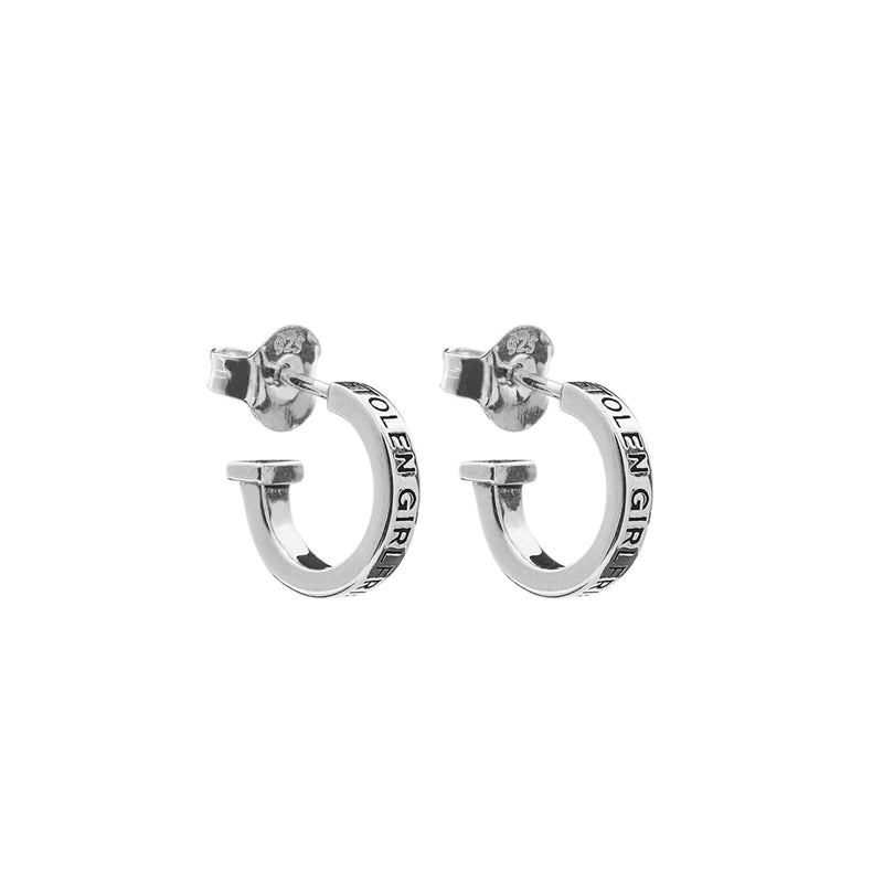 Stolen Girlfriends Club Clean Logo Hoop Earrings - Sterling Silver-Earrings-Walker & Hall