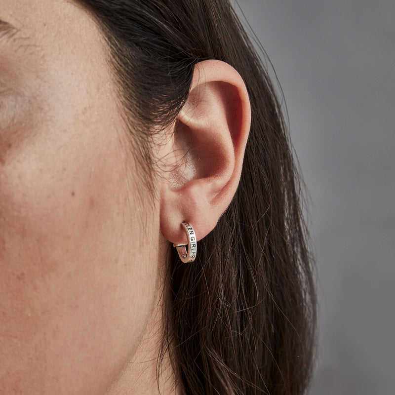 Stolen Girlfriends Club Clean Logo Hoop Earrings - Sterling Silver-Earrings-Walker & Hall