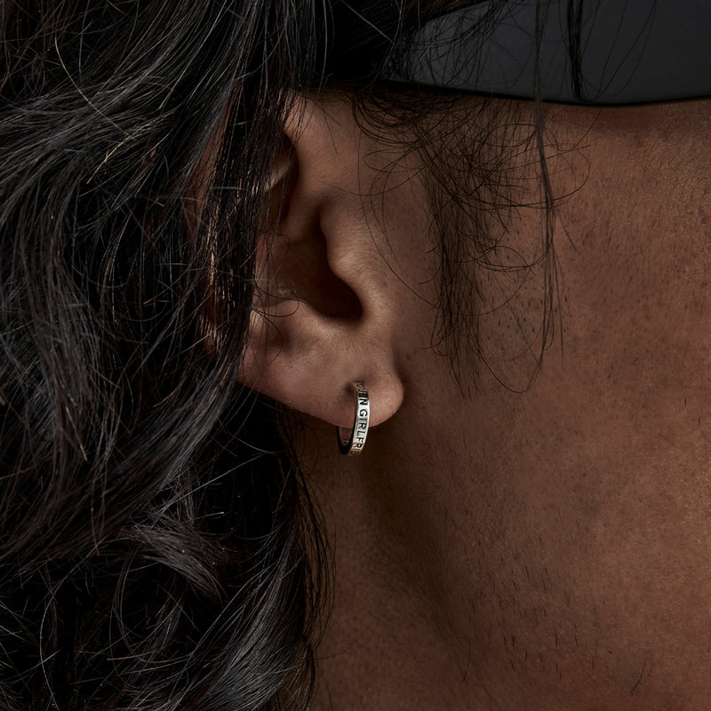 Stolen Girlfriends Club Clean Logo Hoop Earrings - Sterling Silver-Earrings-Walker & Hall