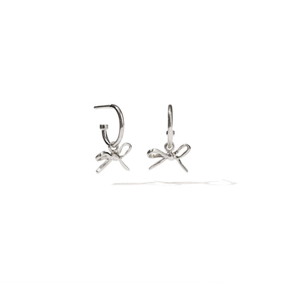 Meadowlark Bow Signature Hoop Earrings - Sterling Silver-Earrings-Walker & Hall