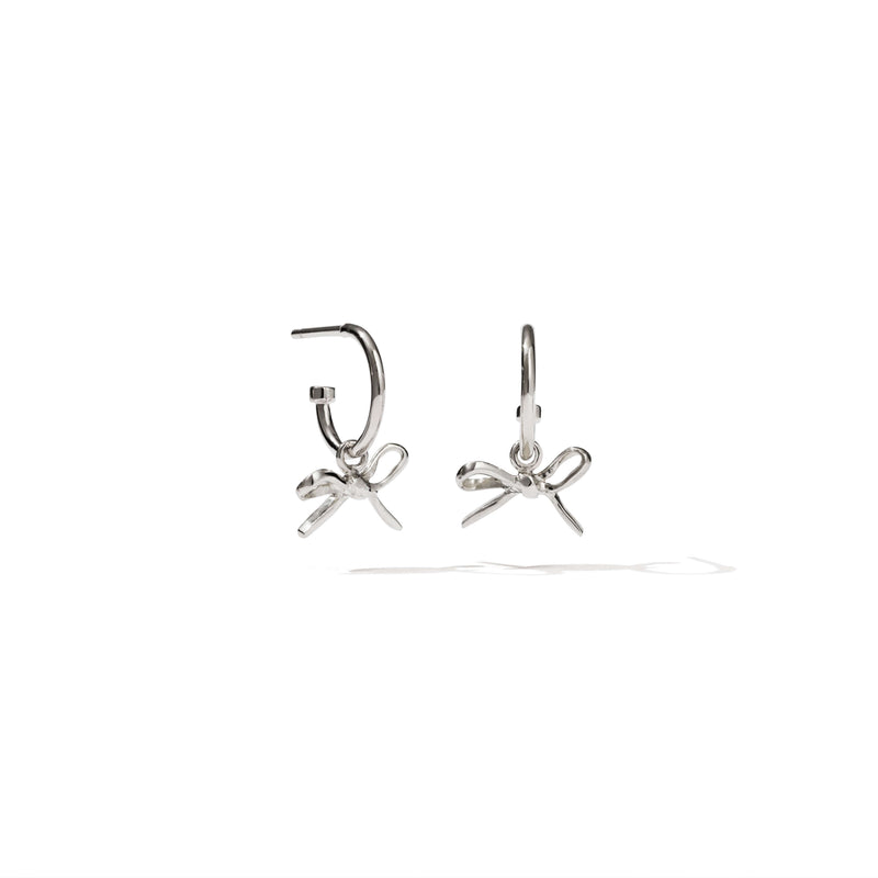Meadowlark Bow Signature Hoop Earrings - Sterling Silver-Earrings-Walker & Hall