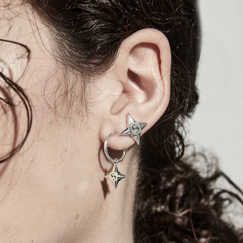 Stolen Girlfriends Club Star Shock Anchor Earrings - Sterling Silver-Earrings-Walker & Hall