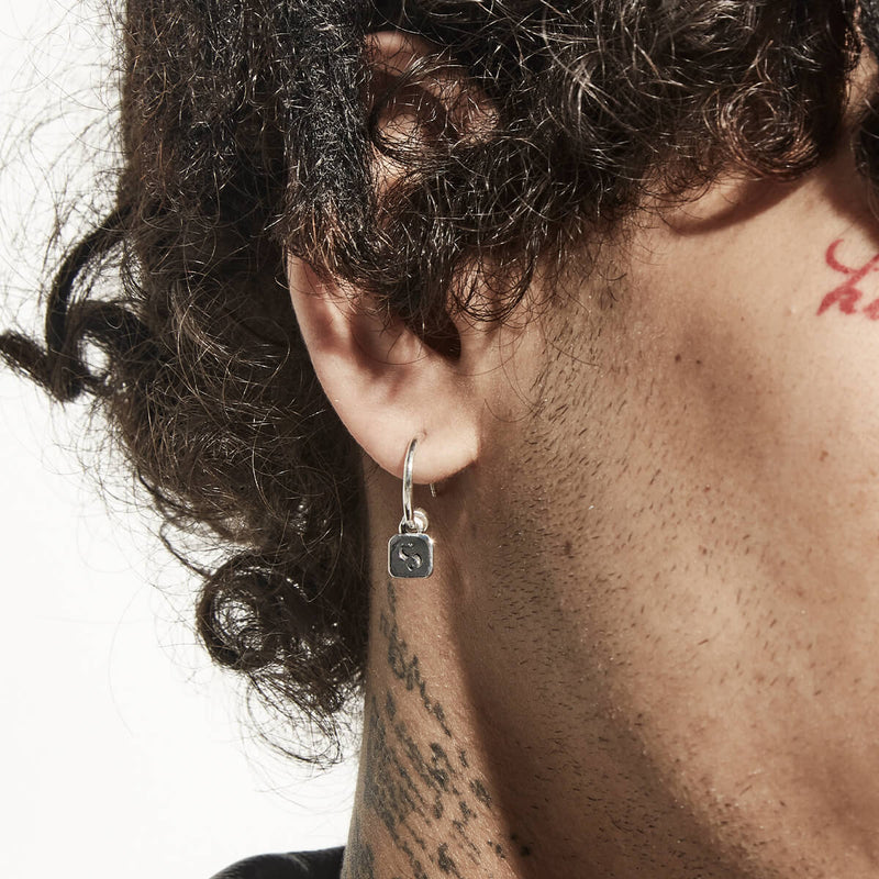 Stolen Girlfriends Club S-Logo Tag Anchor Earrings - Sterling Silver-Earrings-Walker & Hall