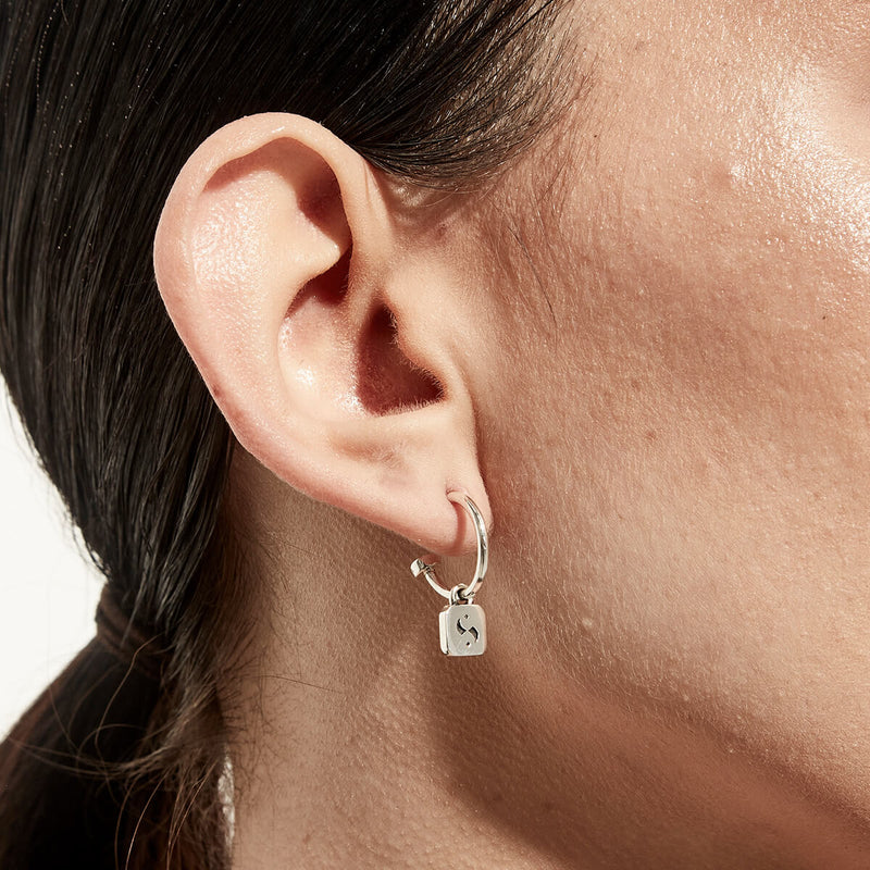 Stolen Girlfriends Club S-Logo Tag Anchor Earrings - Sterling Silver-Earrings-Walker & Hall