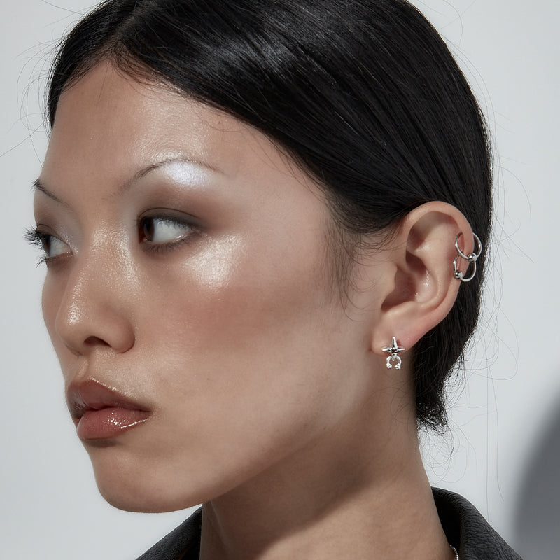 Stolen Girlfriends Club Cosmic Punk Earrings - Sterling Silver & Garnet-Earrings-Walker & Hall