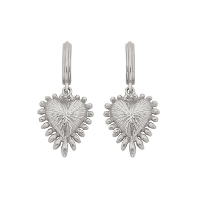 Zoe & Morgan Mini Heart Rays Earrings - Sterling Silver - Earrings - Walker & Hall