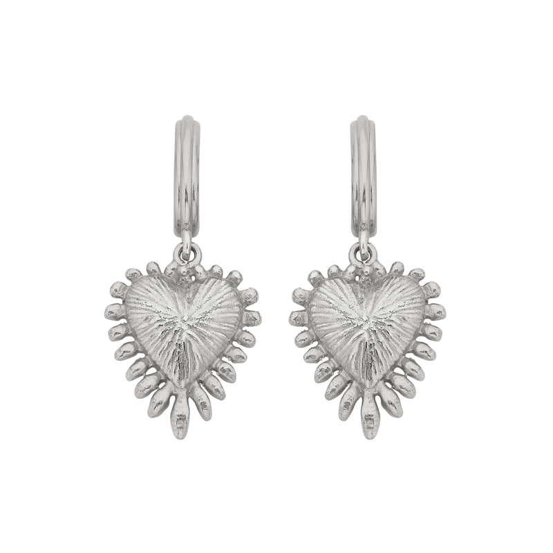 Zoe & Morgan Mini Heart Rays Earrings - Sterling Silver - Earrings - Walker & Hall