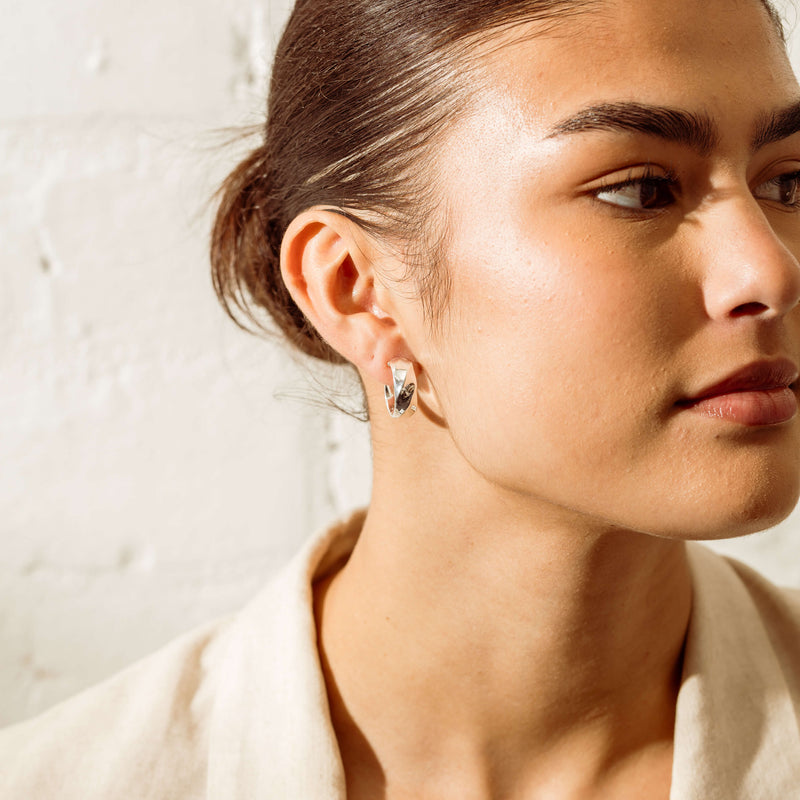Sterling Silver Ripple Hoop Earrings - Earrings - Walker & Hall