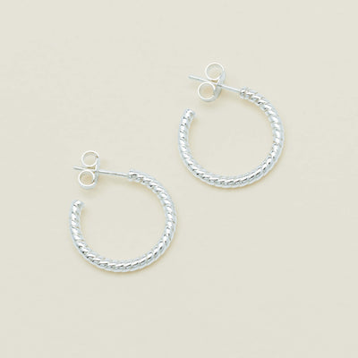 Sterling Silver Twine Hoop Earrings - Earrings - Walker & Hall