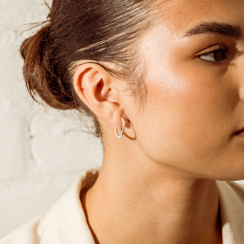 Sterling Silver Twine Hoop Earrings - Earrings - Walker & Hall