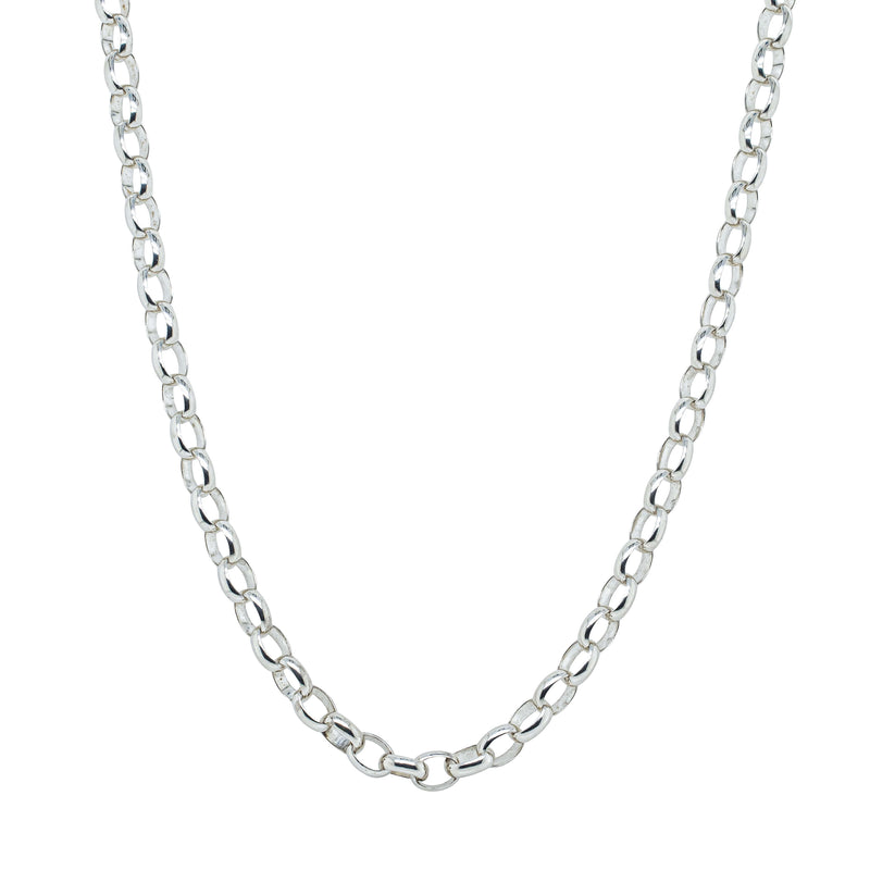 Sterling Silver Oval Belcher Chain-Necklace-Walker & Hall
