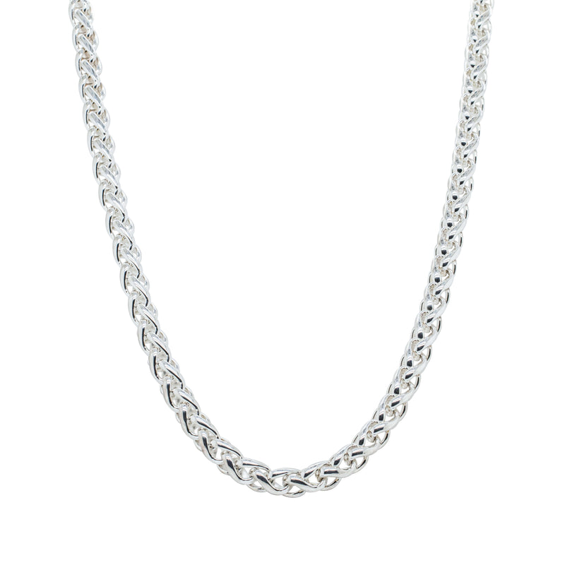 Sterling Silver 5mm Wheat Chain-Necklace-Walker & Hall
