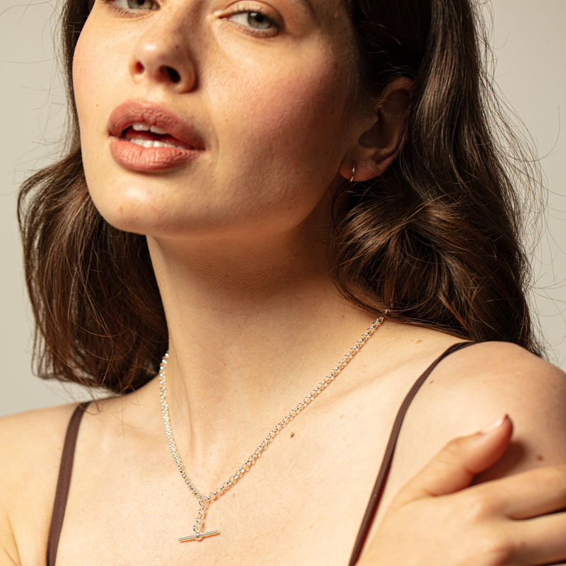 Sterling Silver Belcher Link Fob Chain-Necklace-Walker & Hall