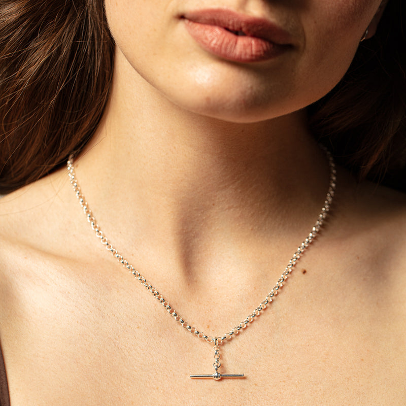 Sterling Silver Belcher Link Fob Chain-Necklace-Walker & Hall