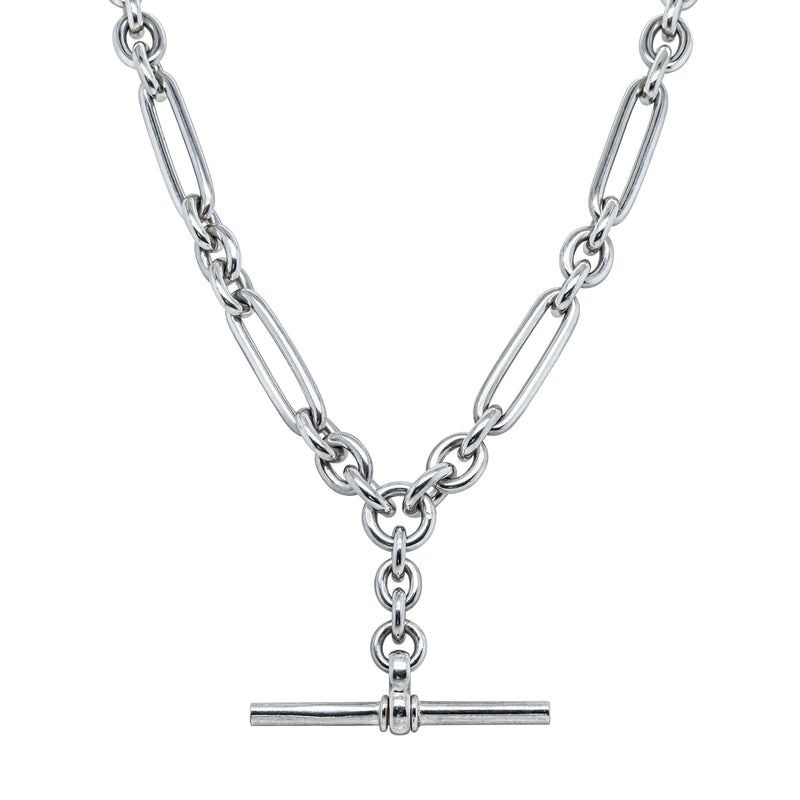 Deja Vu Sterling Silver Paperclip Link Fob Necklace - Necklace - Walker & Hall