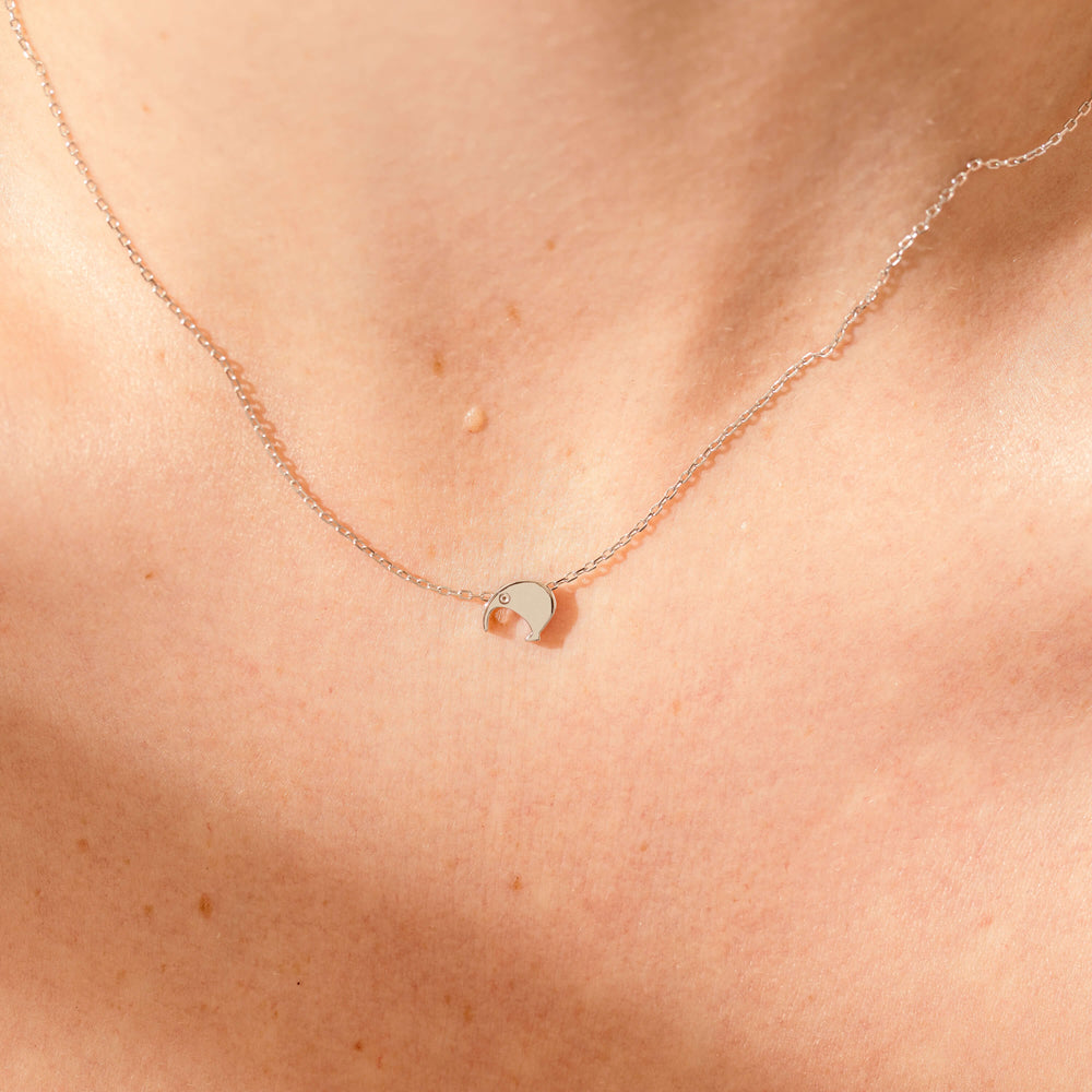 Sterling Silver Noted Kiwi Charm-Necklace-Walker & Hall