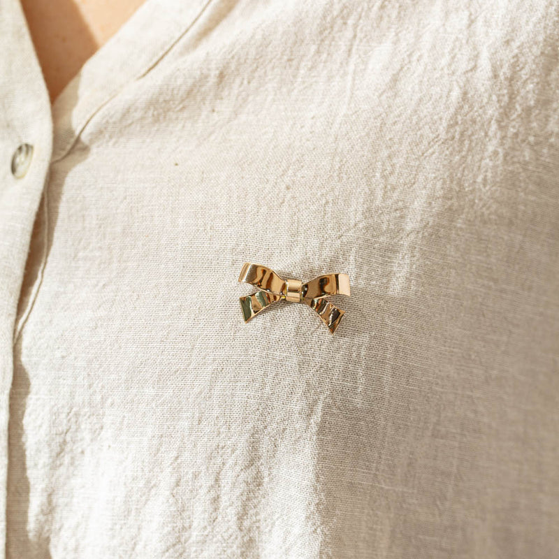 Vintage 14ct Yellow Gold Bow Brooch-Brooch-Walker & Hall