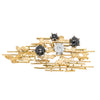 Vintage 18ct Yellow Gold White & Black Diamond Brooch-Brooch-Walker & Hall