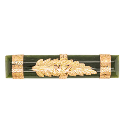 Vintage 8ct Yellow Gold Greenstone Brooch-Brooch-Walker & Hall