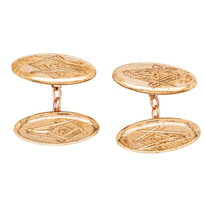 Deja Vu 9ct Rose Gold Masonic Cufflinks-Cufflinks-Walker & Hall