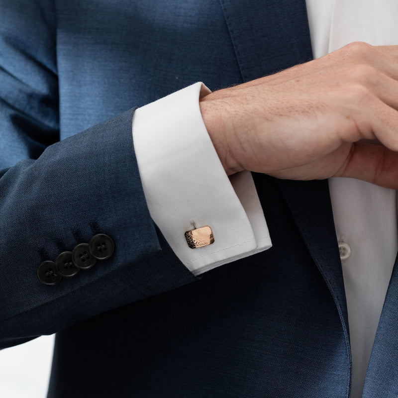 Deja Vu 9ct Rose Gold & Plated Cufflinks-Cufflinks-Walker & Hall