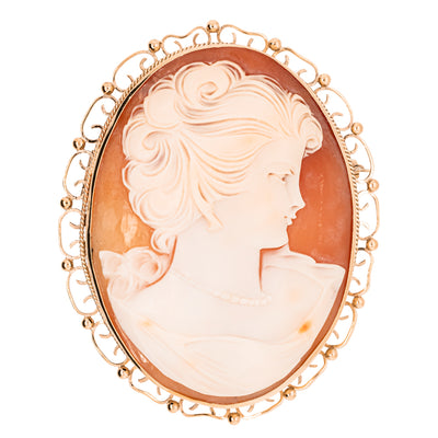 Deja Vu 9ct Yellow Gold Large Cameo Brooch-Brooch-Walker & Hall