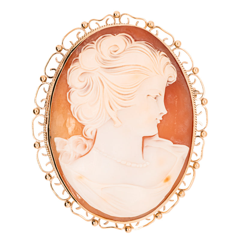 Deja Vu 9ct Yellow Gold Large Cameo Brooch-Brooch-Walker & Hall