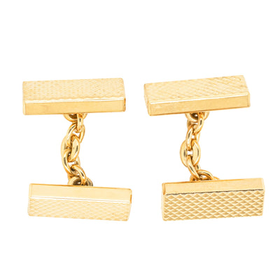 Deja Vu 18ct Yellow Gold Rectangular Cufflinks-Cufflinks-Walker & Hall