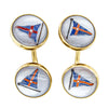 Vintage 14ct Yellow Gold Ship & Flag Cufflinks-Cufflinks-Walker & Hall