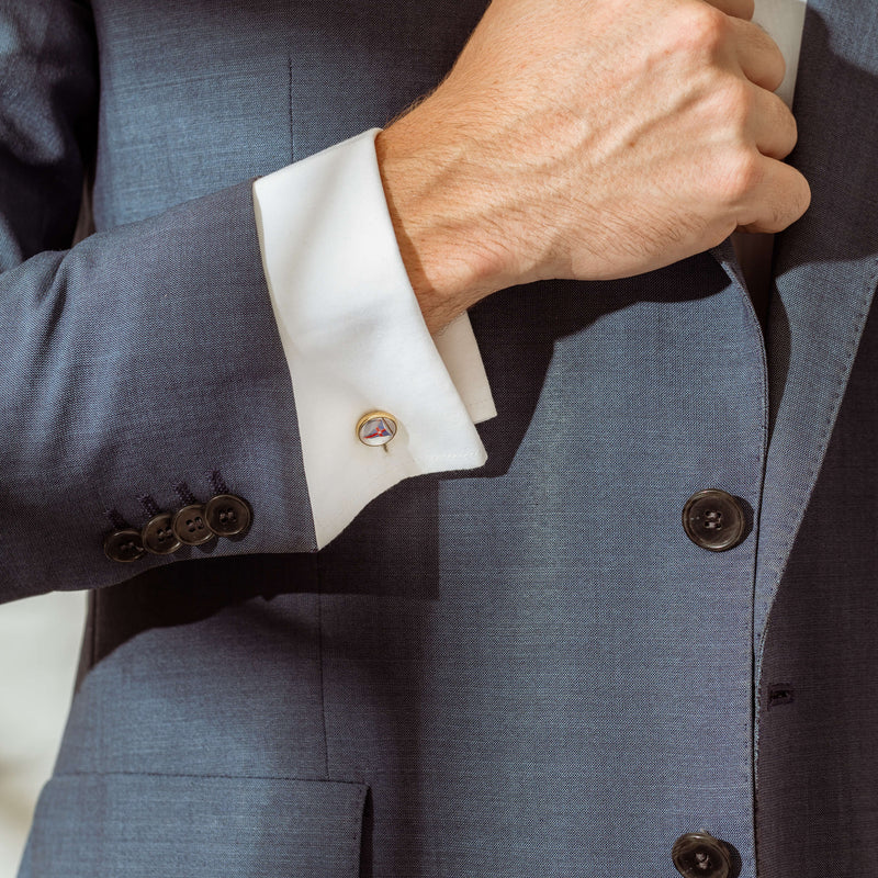 Vintage 14ct Yellow Gold Ship & Flag Cufflinks-Cufflinks-Walker & Hall