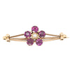 Vintage 12ct Yellow Gold Garnet and Pearl Flower Brooch - Brooch - Walker & Hall