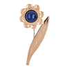 Deja Vu 9ct Yellow Gold Lapis Flower Brooch - Brooch - Walker & Hall