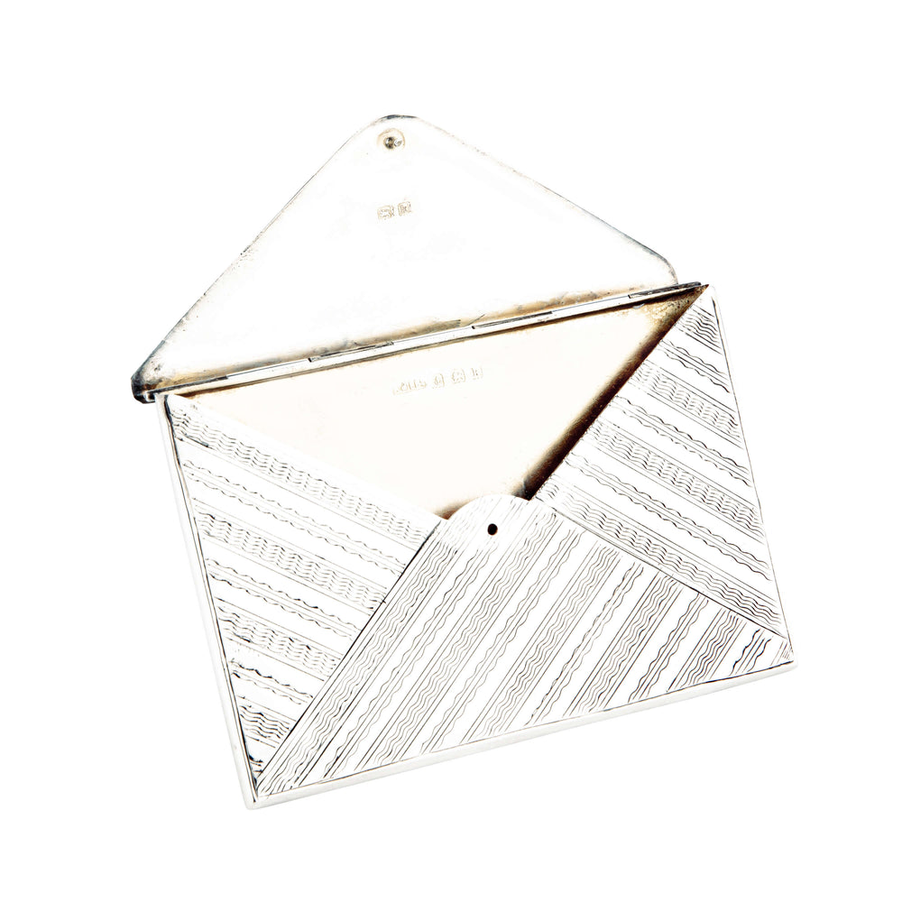 Sterling Silver Patterned Card Case-Silverware-Walker & Hall