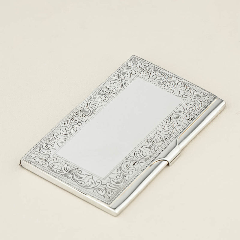 Sterling Silver Patterned Card Case-Silverware-Walker & Hall